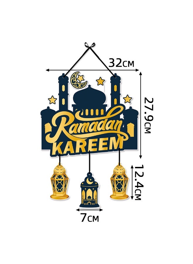 1 PCS Ramadan Door Decor Hanging Ornament, Ramadan Mubarak Decorations, Ramadan Kareem Decor Paper, Moon Star Lantern Sheep Decorations for Doors, Walls, Eid Al Adha Party Supplies - Image 2